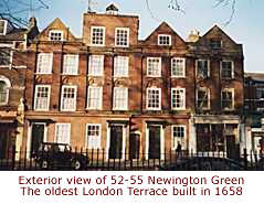 Exterior view of 52 -55 Newington Green - The oldest London terrace built in 1658
