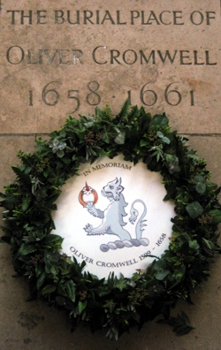 The wreath on the burial plaque